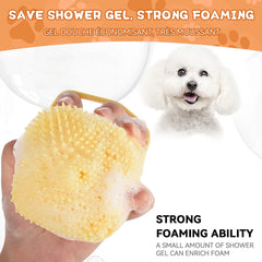 Dog Bathing Brush with Shampoo Dispenser - Silicone Grooming Tool