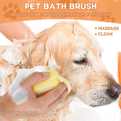 Dog Bathing Brush with Shampoo Dispenser - Silicone Grooming Tool