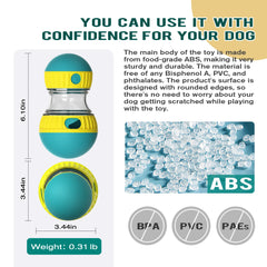 Dog toy with measurements and material information on a white background