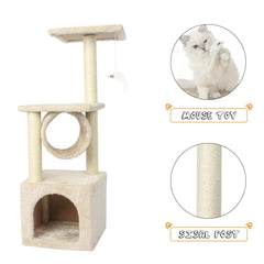 Multi-Level Cat Tree House Tower - Climbing & Scratching Activity Center