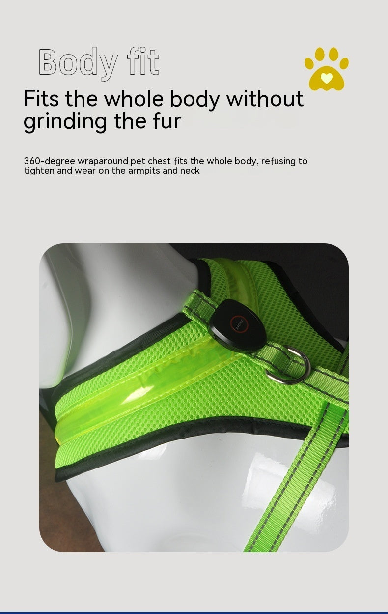 USB Rechargeable LED DogHarness Safety Vest Reflective Strip