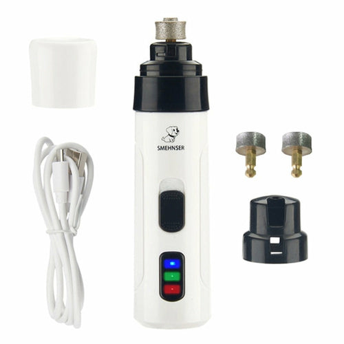 Cordless Pet Nail Trimmer - Quiet Rechargeable Grinder with 2 Speeds