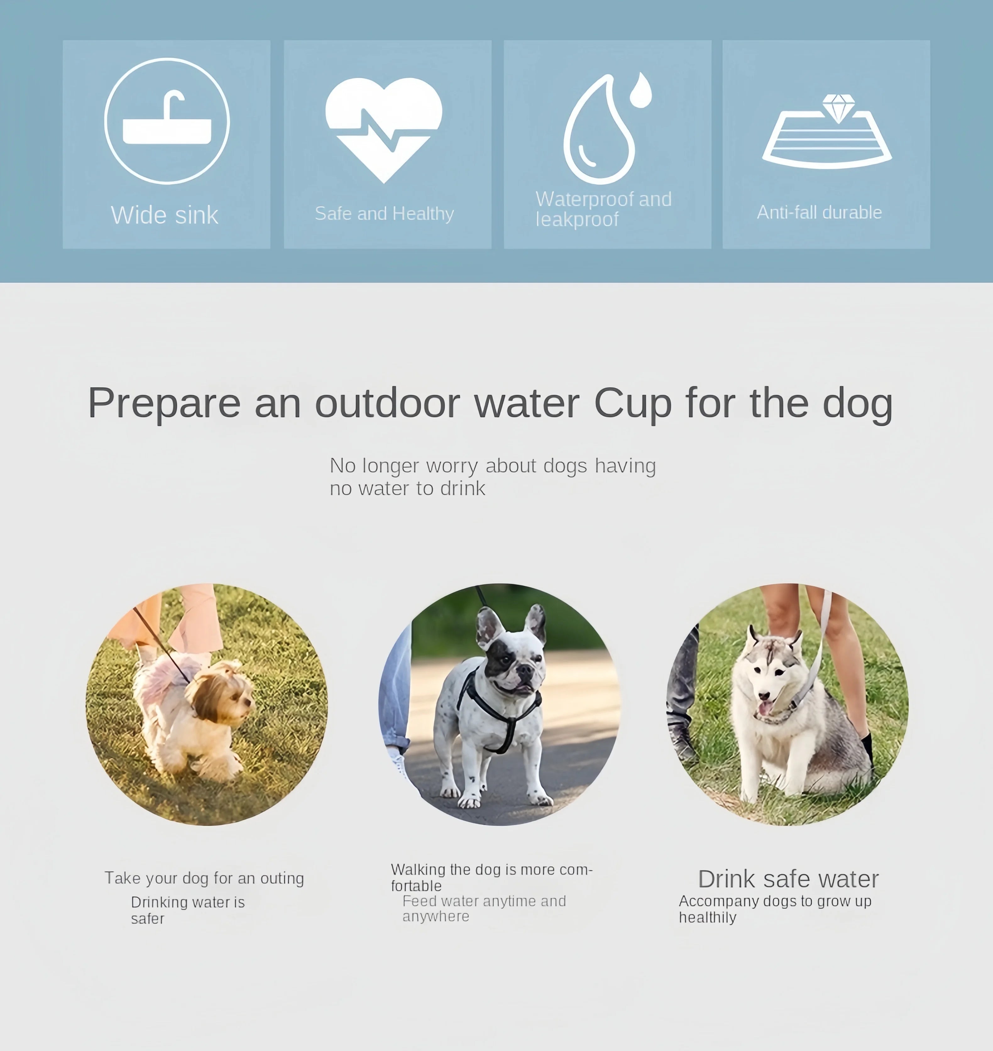 Portable Pet Water Bottle with Food Dispenser – Food Grade Material, Dog & Cat Travel Water Cup for Puppies
