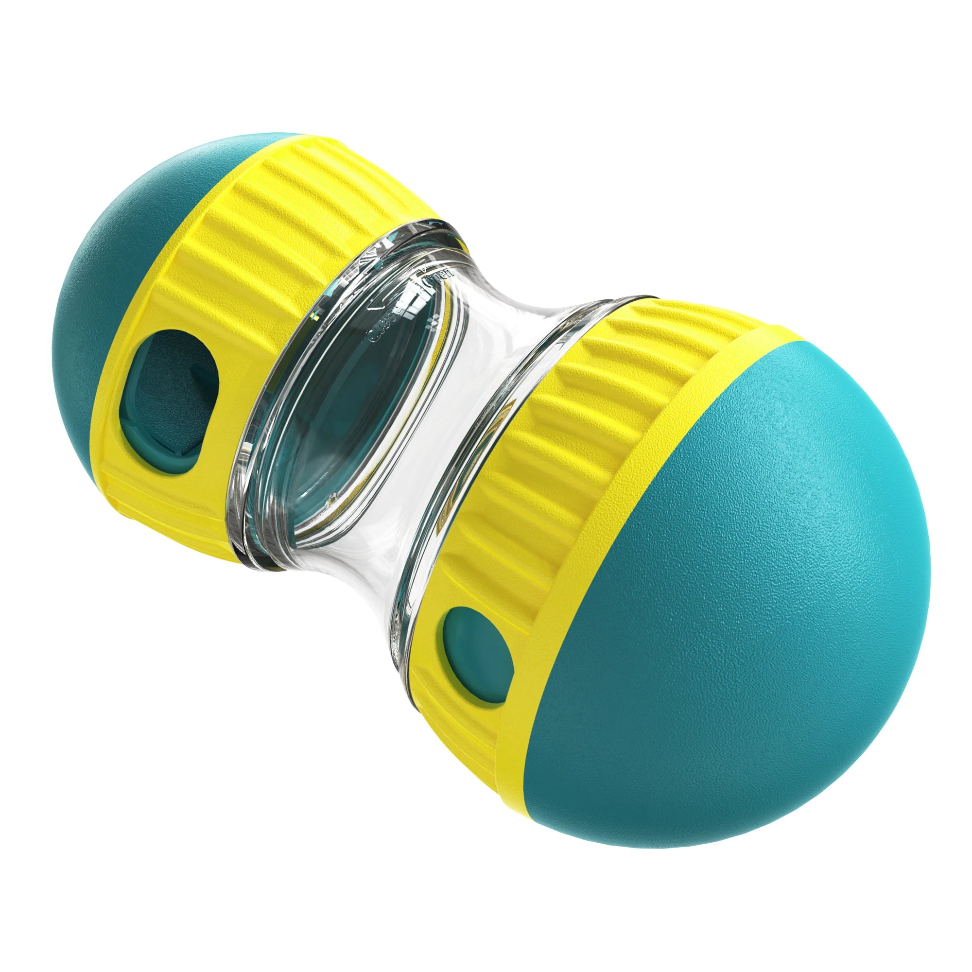 Teal and yellow dual-colored bottle cap on a white background