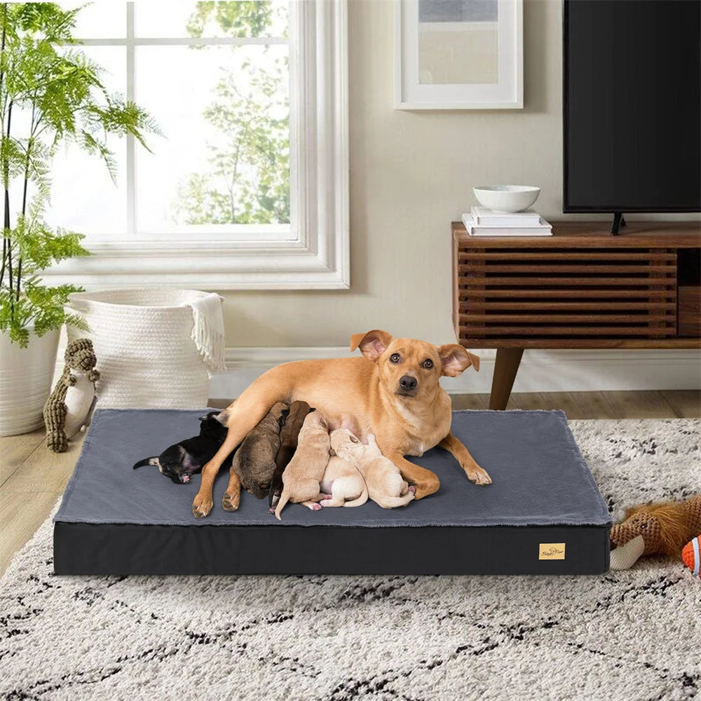 Large Orthopedic Dog Bed 2-in-1 Waterproof Cushion with Washable Cover