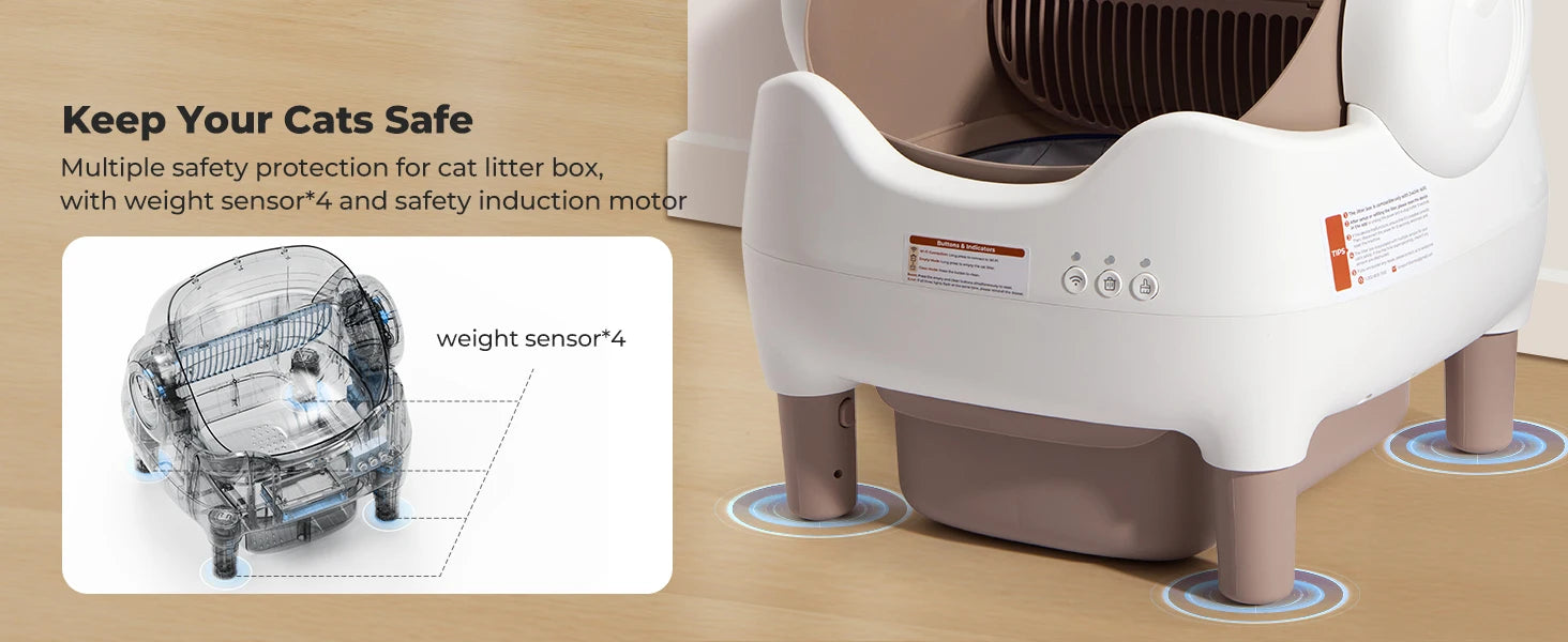 Self-Cleaning Litter Box - Smart App-Controlled Automatic System for Multiple Cats
