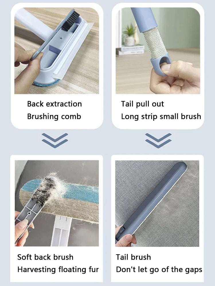 Pet Hair Remover Brush - 3-in-1 Long Handle Cleaning Tool