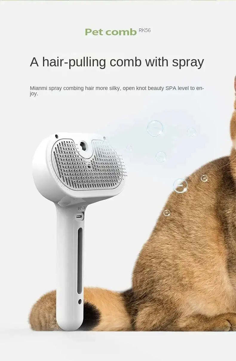 3-in-1 Pet Grooming Spray Comb – Steam Cleaning & Hair Removal Brush for Dogs & Cats