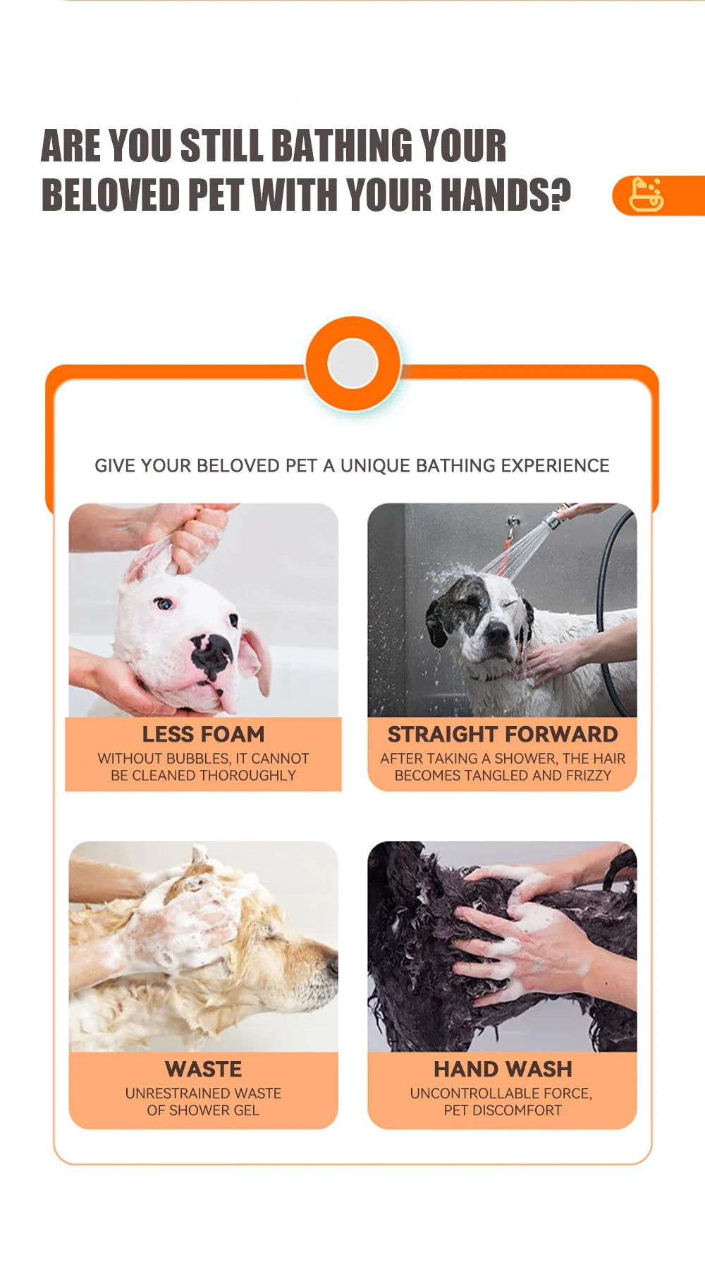 Dog Bathing Brush with Shampoo Dispenser - Silicone Grooming Tool