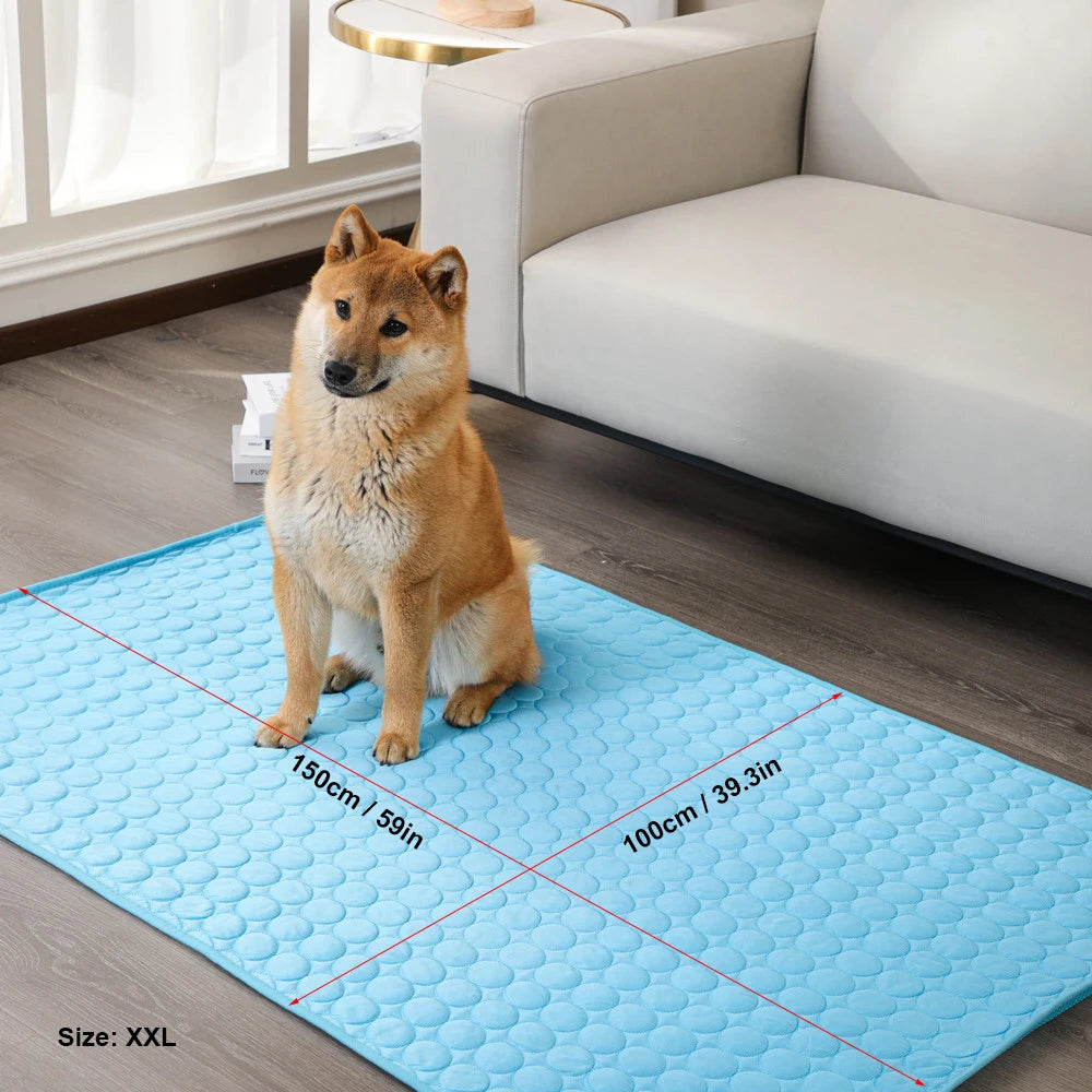 Summer Cool & Breathable Pet Sleeping Mat – Ice Silk Kennel Mat for Large, Medium & Small Pets