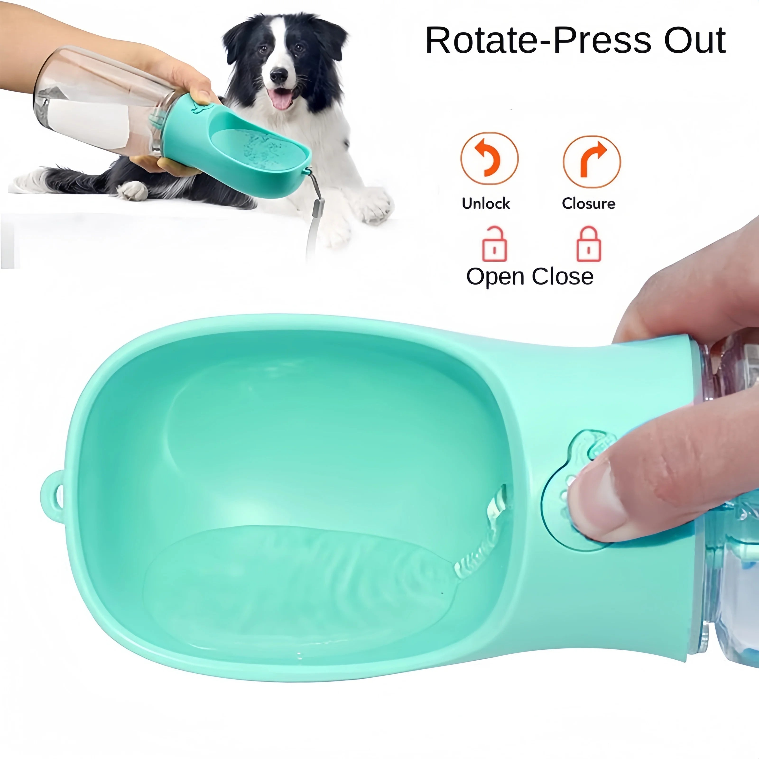 Portable Pet Water Bottle with Food Dispenser – Food Grade Material, Dog & Cat Travel Water Cup for Puppies