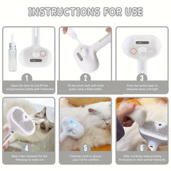 3-in-1 Pet Grooming Spray Comb – Steam Cleaning & Hair Removal Brush for Dogs & Cats
