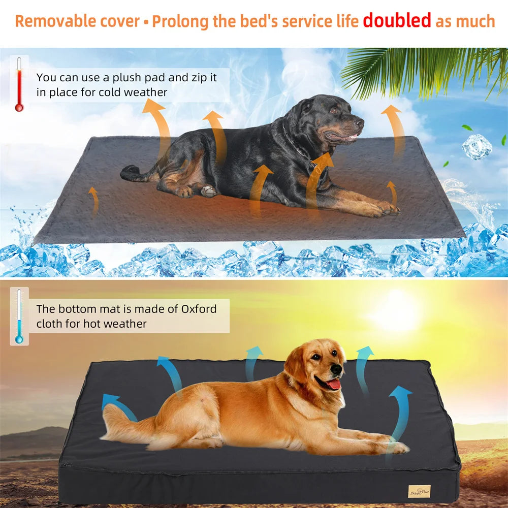 Large Orthopedic Dog Bed 2-in-1 Waterproof Cushion with Washable Cover
