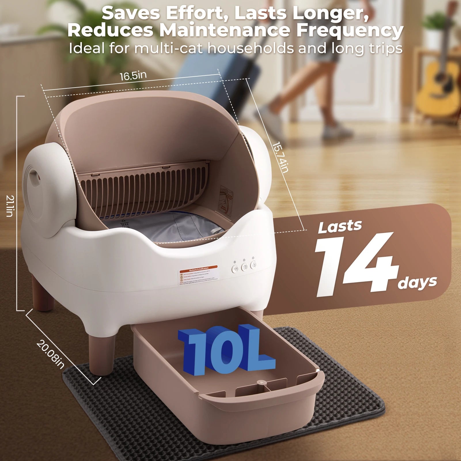Self-Cleaning Litter Box - Smart App-Controlled Automatic System for Multiple Cats