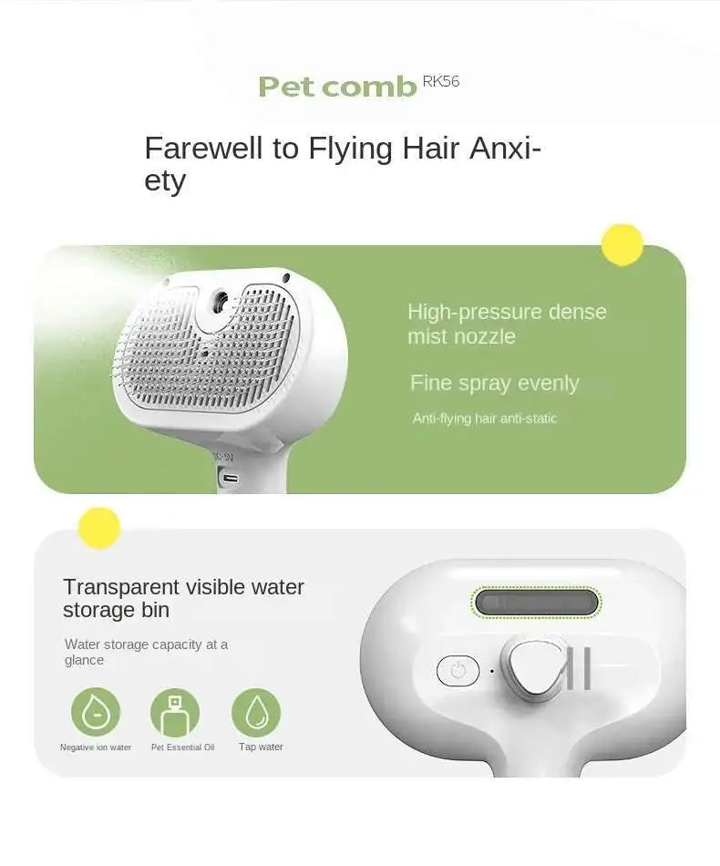3-in-1 Pet Grooming Spray Comb – Steam Cleaning & Hair Removal Brush for Dogs & Cats
