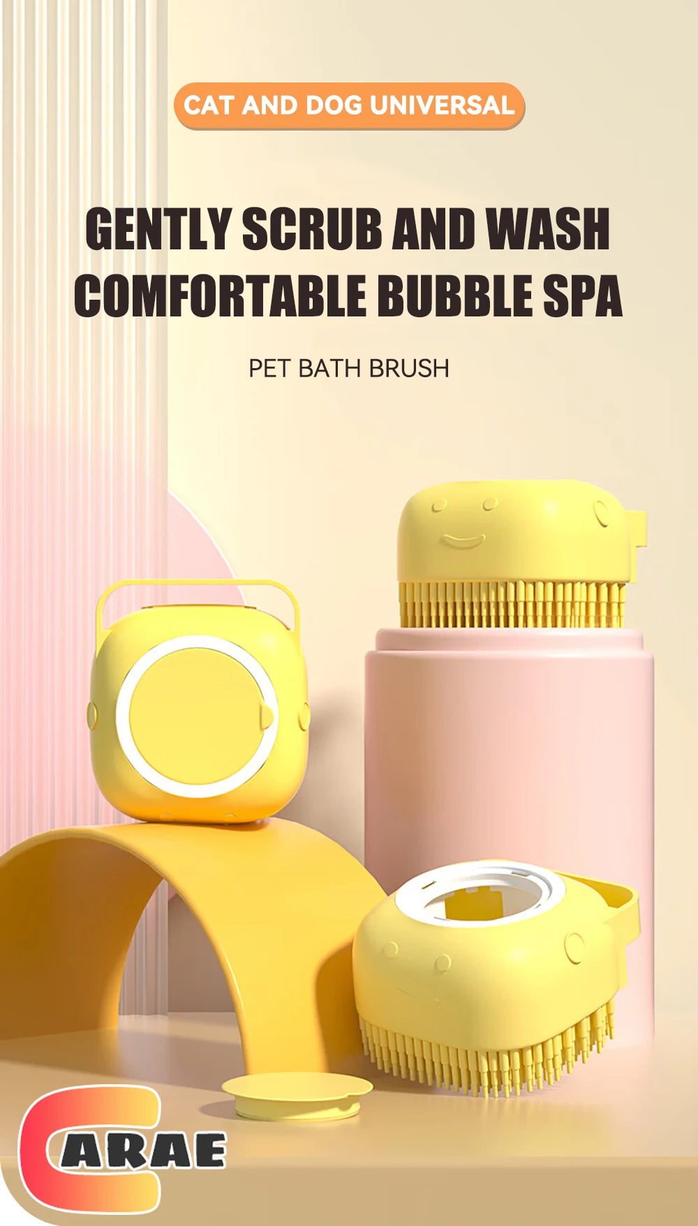 Dog Bathing Brush with Shampoo Dispenser - Silicone Grooming Tool