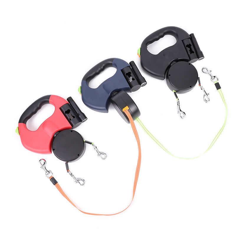 Dual Retractable Dog Leash - Reflective 360° Swivel for 