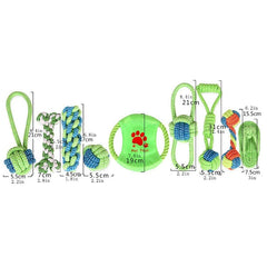 9-Piece Braided Cotton Rope Dog Chew Toy Set - Durable & Safe