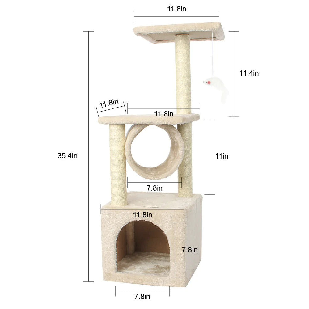 Multi-Level Cat Tree House Tower - Climbing & Scratching Activity Center